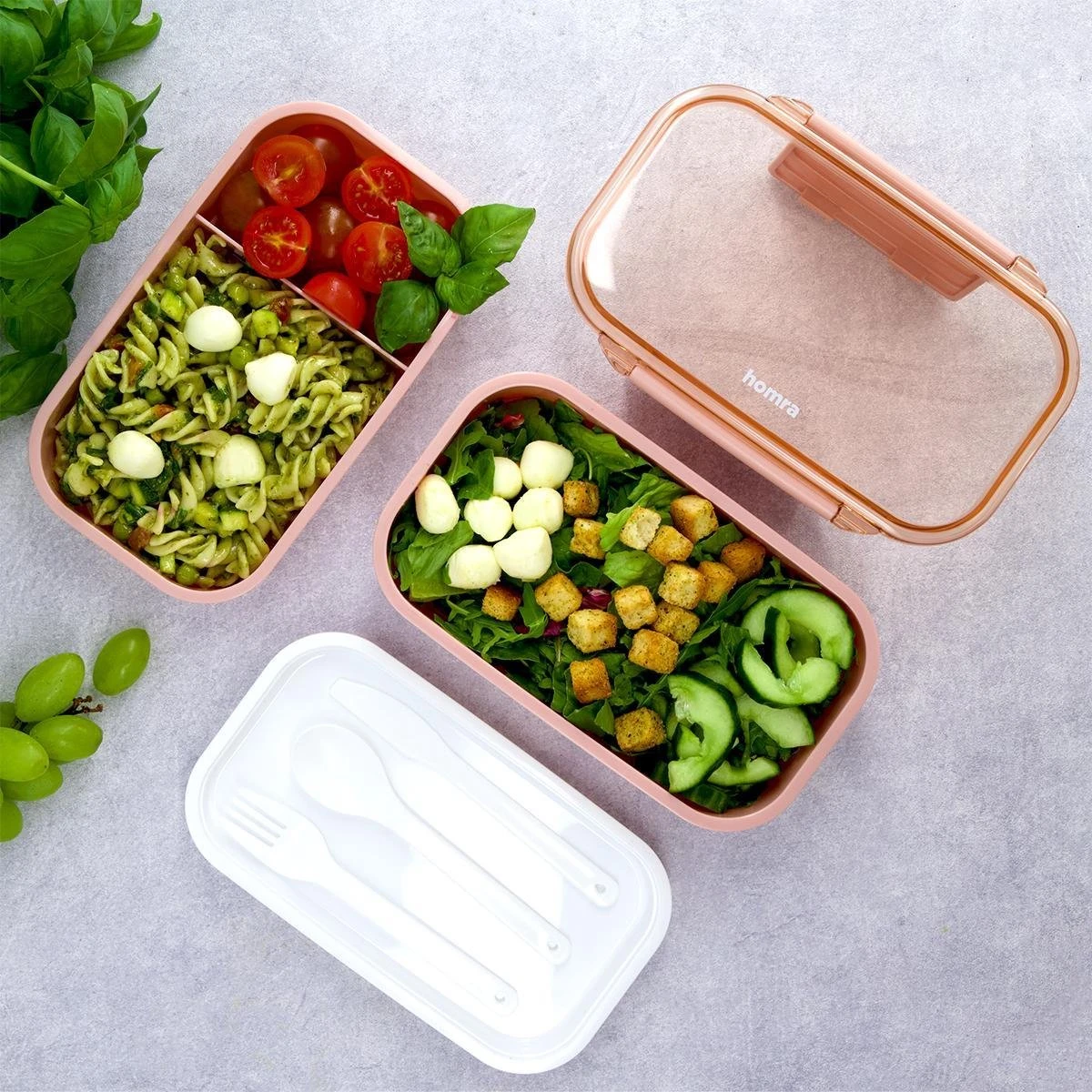 Homra Lunchbox STAQS Pink - Bento Box - 2 Laags Broodtrommel - 3 Compartimenten - Roze - Lunch To Go - Duurzaam Kunststof - BPA Vrij - 3 Vaks Lunchtrommel Voor Volwassenen - Inclusief Bestek - Magnetron, Diepvries, Vaatwasser Bestendig - Vers Houden 14 Homra Lunchbox STAQS Pink - Bento Box - 2 Laags Broodtrommel - 3 Compartimenten - Roze - Lunch To Go - Duurzaam Kunststof - BPA Vrij - 3 Vaks Lunchtrommel Voor Volwassenen - Inclusief Bestek - Magnetron, Diepvries, Vaatwasser Bestendig - Vers Houden - Afbeelding 14