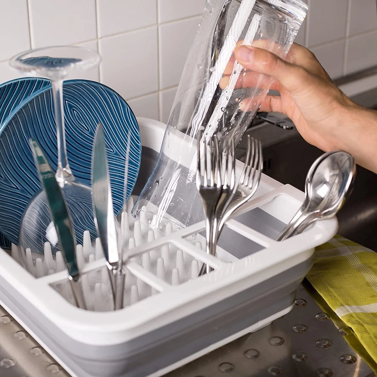 Amazy Afdruiprek Opvouwbaar & Bpa-vrij - Afdruiprek Voor Het Drogen Van Bestek, Borden, Glazen & Flessen - Afdruipmat In Grijs-wit Van Kunststof & Silicone Voor Gootsteen, Spoelbakken, Keuken 3 Amazy Afdruiprek Opvouwbaar & Bpa-vrij - Afdruiprek Voor Het Drogen Van Bestek, Borden, Glazen & Flessen - Afdruipmat In Grijs-wit Van Kunststof & Silicone Voor Gootsteen, Spoelbakken, Keuken - Afbeelding 3