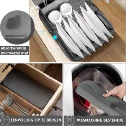 Afdruiprek Met Lekbak - Inclusief Afdruipmat - Opvouwbaar - Afwasrek Met Uitneembare Bestekhouder - Voor Bestek, Borden, Pannen En Schalen -Mepal Shop 1200x1200 747