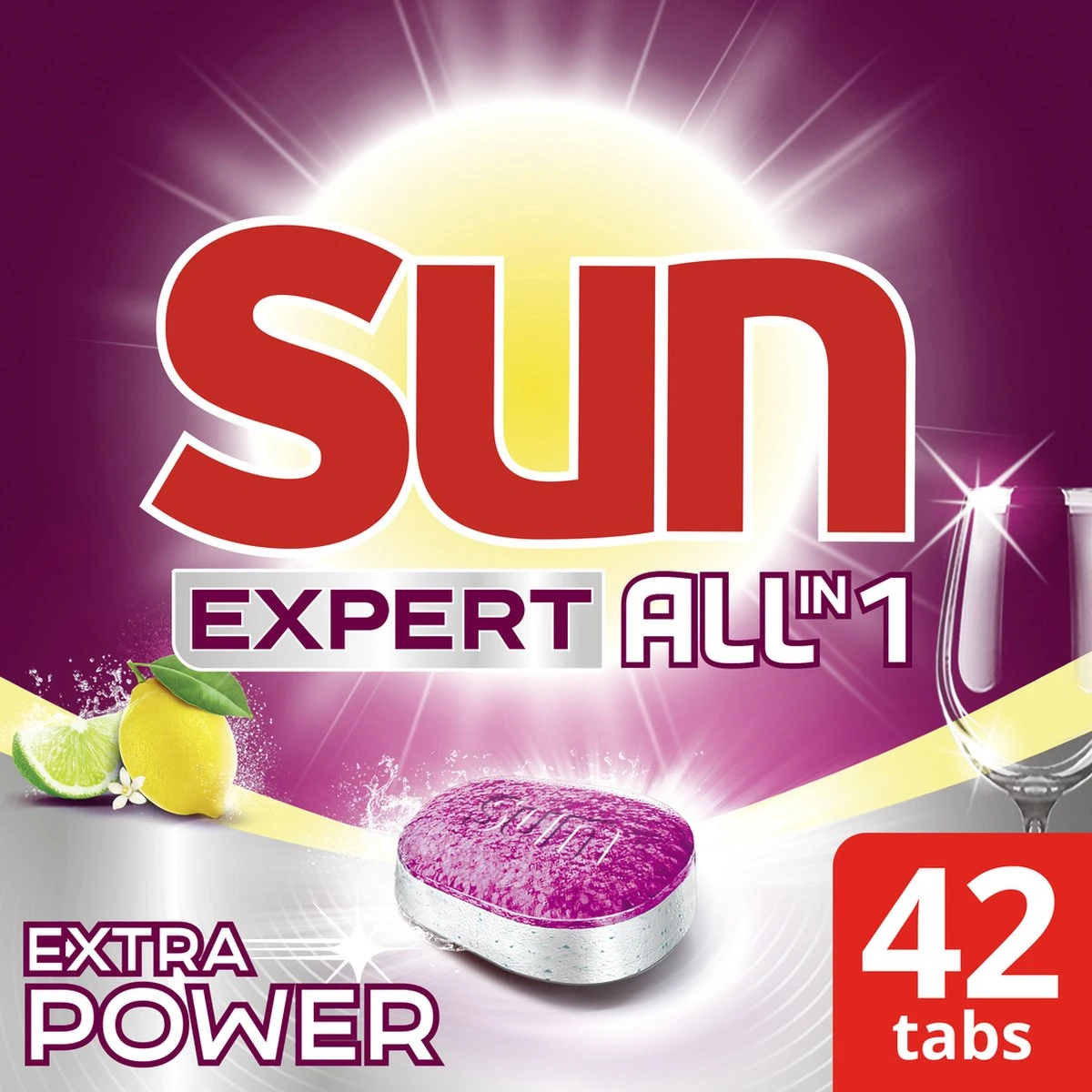 SUN® Sun Expert All-in 1 Extra Power Citroen Vaatwastabletten 1 SUN® Sun Expert All-in 1 Extra Power Citroen Vaatwastabletten