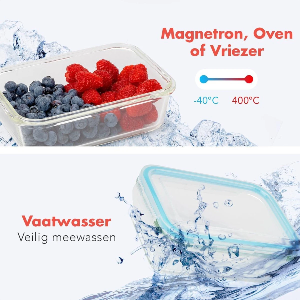 KitchenBrothers Meal Prep Bakjes - Set - Luchtdicht - BPA Vrij - Glas - 9 Stuks 3 KitchenBrothers Meal Prep Bakjes - Set - Luchtdicht - BPA Vrij - Glas - 9 Stuks - Afbeelding 3