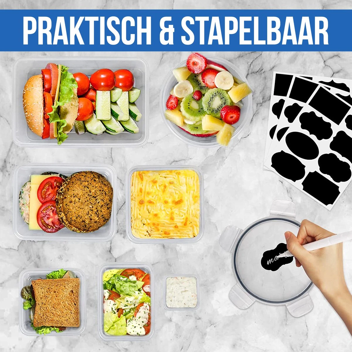 Strex Vershoudbakjes - Meal Prep Bakjes - Plastic Diepvries Bakjes - Met Deksel - 18 Delige Set - BPA Vrije Magnetronbakjes 5 Strex Vershoudbakjes - Meal Prep Bakjes - Plastic Diepvries Bakjes - Met Deksel - 18 Delige Set - BPA Vrije Magnetronbakjes - Afbeelding 5