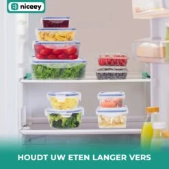 Alternative view of Niceey Meal Prep Bakjes - 8 Stuks - Vershoudbakjes Set Met Deksel - Magnetron Bakjes Met Deksel - Diepvriesbakjes - Plastic