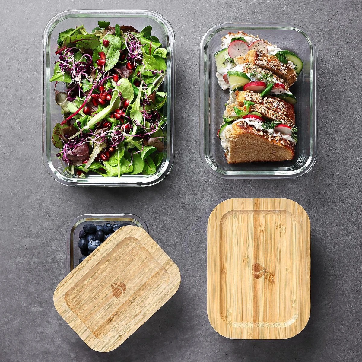 Navaris Glazen Vershoudbakjes - Set Van 4 - Meal Prep Bakjes Met Bamboe Deksel - 4x Vershouddoos Van Glas - BPA-vrij - Bakjes In 4 Maten 7 Navaris Glazen Vershoudbakjes - Set Van 4 - Meal Prep Bakjes Met Bamboe Deksel - 4x Vershouddoos Van Glas - BPA-vrij - Bakjes In 4 Maten - Afbeelding 7