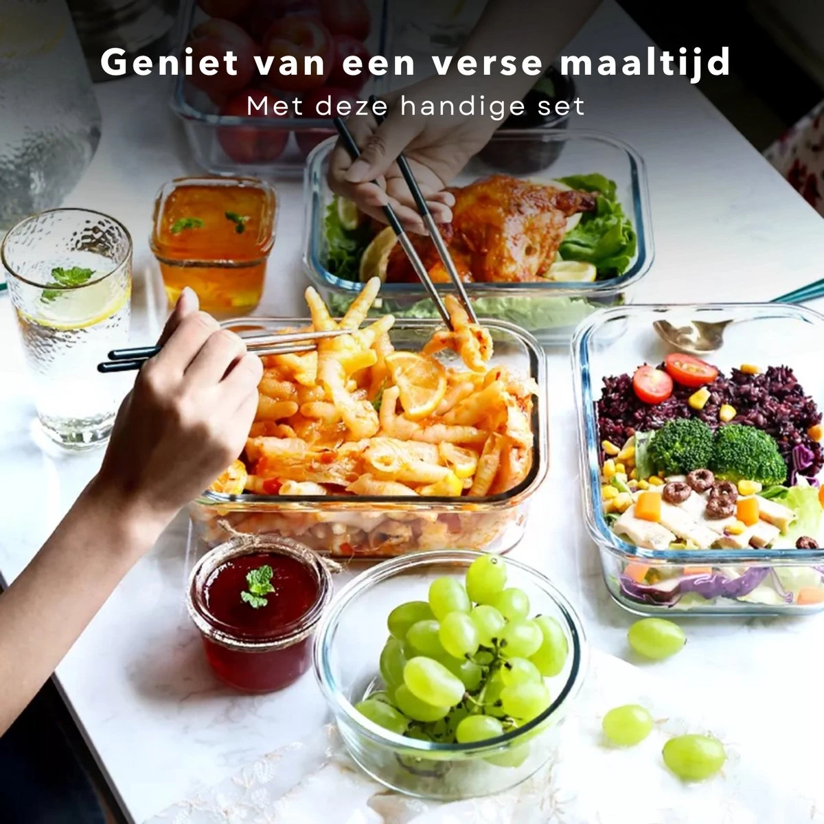Cheqo® Stevige Glazen - Vershoudbakjes - Meal Prep Bakjes - Lunchbox - Diepvriesbakjes - Vershouddoos - Magnetron Bakjes Met Deksel - Geschikt Voor Oven En Magnetron - Glas - 3 Stuks 5 Cheqo® Stevige Glazen - Vershoudbakjes - Meal Prep Bakjes - Lunchbox - Diepvriesbakjes - Vershouddoos - Magnetron Bakjes Met Deksel - Geschikt Voor Oven En Magnetron - Glas - 3 Stuks - Afbeelding 5