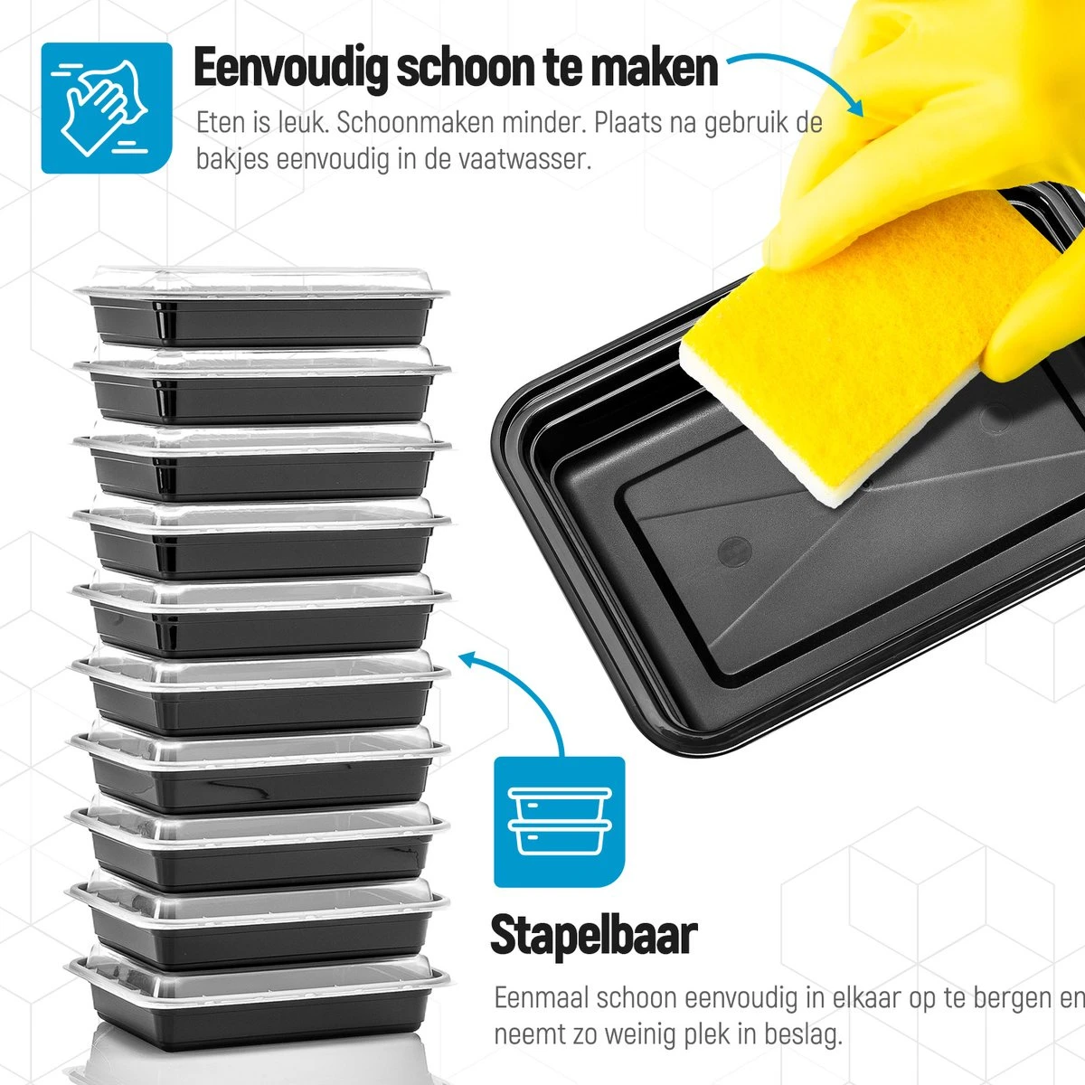 Meal Prep Bakjes - 20 Stuks - 1 Compartiment - Lunchbox - Diepvriesbakjes - Vershoudbakjes - Plastic Bakjes Met Deksel - Magnetron Bakjes Met Deksel - Meal Prep - Vershouddoos - 1L - BPA Vrij - Fitcrafters 3 Meal Prep Bakjes - 20 Stuks - 1 Compartiment - Lunchbox - Diepvriesbakjes - Vershoudbakjes - Plastic Bakjes Met Deksel - Magnetron Bakjes Met Deksel - Meal Prep - Vershouddoos - 1L - BPA Vrij - Fitcrafters - Afbeelding 3