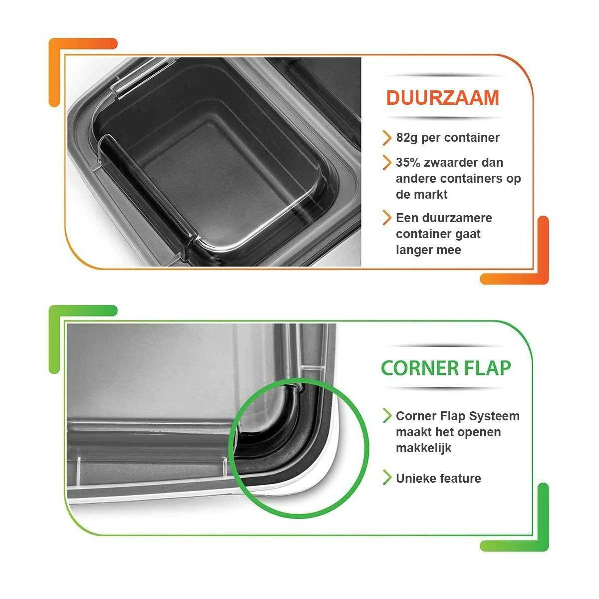 MEALE® - Meal Prep Bakjes 14 Stuks + Bestekhouder - 3 Vakken - BPA Vrij - Vershoud Lunchbox - Food Prep Containers - Maaltijdbakjes 2 MEALE® - Meal Prep Bakjes 14 Stuks + Bestekhouder - 3 Vakken - BPA Vrij - Vershoud Lunchbox - Food Prep Containers - Maaltijdbakjes - Afbeelding 2