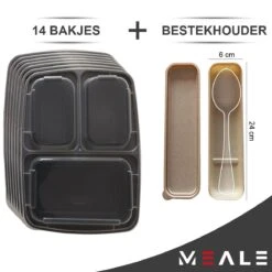 MEALE® - Meal Prep Bakjes 14 Stuks + Bestekhouder - 3 Vakken - BPA Vrij - Vershoud Lunchbox - Food Prep Containers - Maaltijdbakjes 10 MEALE® - Meal Prep Bakjes 14 Stuks + Bestekhouder - 3 Vakken - BPA Vrij - Vershoud Lunchbox - Food Prep Containers - Maaltijdbakjes -Mepal Shop 1200x1200 983