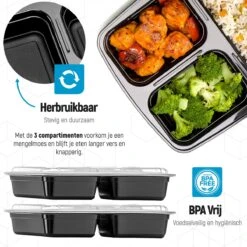 Meal Prep Bakjes - 20 Stuks - 3 Compartimenten - Lunchbox - Diepvriesbakjes - Vershoudbakjes - Plastic Bakjes Met Deksel - Magnetron Bakjes Met Deksel - Meal Prep - Vershouddoos - 1L - BPA Vrij - Fitcrafters 16 Meal Prep Bakjes - 20 Stuks - 3 Compartimenten - Lunchbox - Diepvriesbakjes - Vershoudbakjes - Plastic Bakjes Met Deksel - Magnetron Bakjes Met Deksel - Meal Prep - Vershouddoos - 1L - BPA Vrij - Fitcrafters -Mepal Shop 1200x1200 992