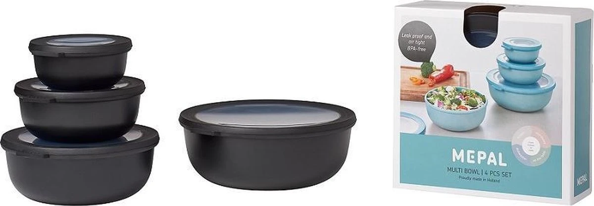 Mepal - Multikom Cirqula 4-delige Set (350 + 750 + 1250 + 2250 Ml) - Mag In De Vriezer, Magnetron En Vaatwasser – Nordic Black – Meal Prep Bakjes - Bewaardozen Met Deksel 6 Mepal - Multikom Cirqula 4-delige Set (350 + 750 + 1250 + 2250 Ml) - Mag In De Vriezer, Magnetron En Vaatwasser – Nordic Black – Meal Prep Bakjes - Bewaardozen Met Deksel - Afbeelding 6