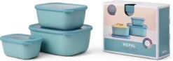 Mepal - Multikom Cirqula Rechthoekig 3-delige Set (750+1500+3000) - Mag In De Vriezer, Magnetron En Vaatwasser – Nordic Green – Meal Prep Bakjes - Bewaardozen Met Deksel