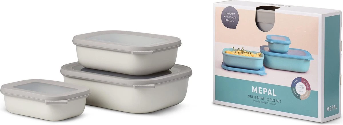 Mepal - Multikom Cirqula Rechthoekig 3-delige Set (500+1000+2000) - Mag In De Vriezer, Magnetron En Vaatwasser – Nordic White – Meal Prep Bakjes - Bewaardozen Met Deksel 1 Mepal - Multikom Cirqula Rechthoekig 3-delige Set (500+1000+2000) - Mag In De Vriezer, Magnetron En Vaatwasser – Nordic White – Meal Prep Bakjes - Bewaardozen Met Deksel