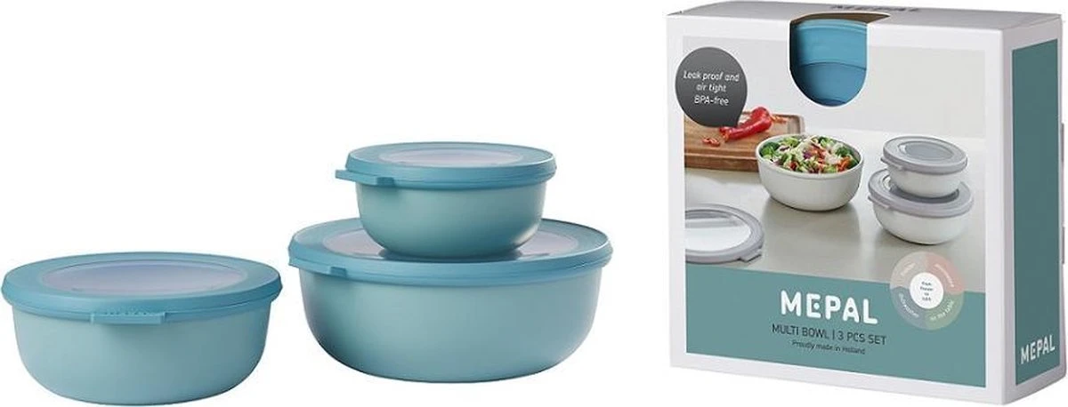 Mepal - Multikom Cirqula 3-delige Set (350 + 750 + 1250 Ml) - Mag In De Vriezer, Magnetron En Vaatwasser – Nordic Green – Meal Prep Bakjes - Bewaardozen Met Deksel 6 Mepal - Multikom Cirqula 3-delige Set (350 + 750 + 1250 Ml) - Mag In De Vriezer, Magnetron En Vaatwasser – Nordic Green – Meal Prep Bakjes - Bewaardozen Met Deksel - Afbeelding 6