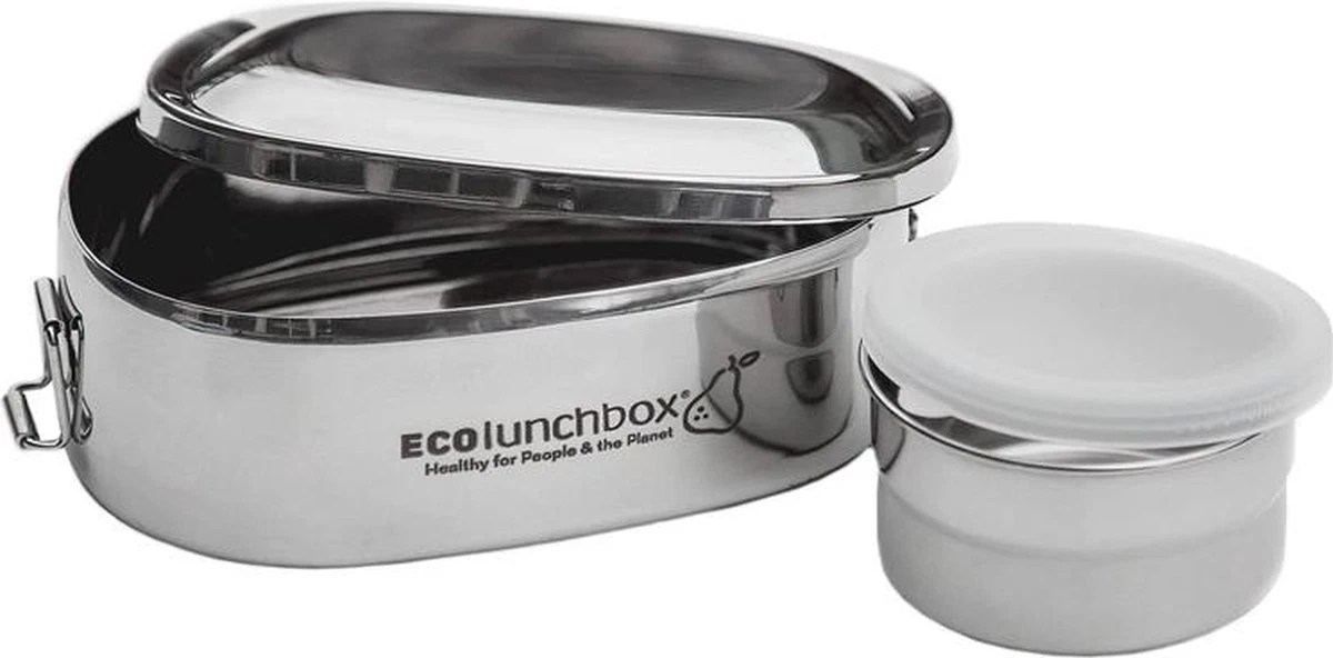 EcolLunchbox - RVS Lunchbox Oval - Herbruikbare Lunchbox 2 EcolLunchbox - RVS Lunchbox Oval - Herbruikbare Lunchbox - Afbeelding 2