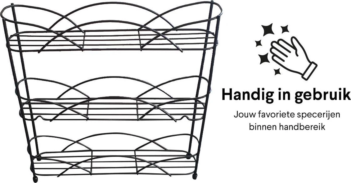 Zindoo - Kruidenrek - Standaard - 3-laags - Ophangbaar - 18 Kruiden Potjes - Anti-slip Pootjes - Spice Rack - Specerijenrek - Keukenorganizer - Keukenaccessoires 6 Zindoo - Kruidenrek - Standaard - 3-laags - Ophangbaar - 18 Kruiden Potjes - Anti-slip Pootjes - Spice Rack - Specerijenrek - Keukenorganizer - Keukenaccessoires - Afbeelding 6
