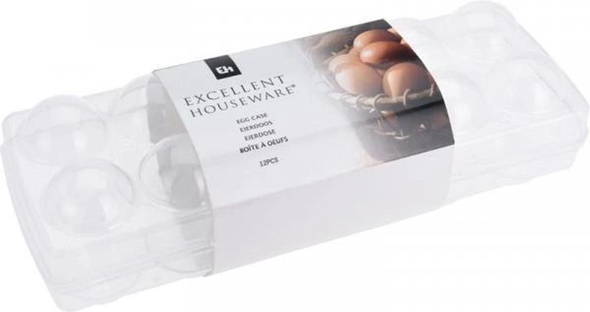 Excellent Houseware Eierdoos Kunststof Transparant 27x9cm - Opbergbox - Eierhouder - 12 Stuks 2 Excellent Houseware Eierdoos Kunststof Transparant 27x9cm - Opbergbox - Eierhouder - 12 Stuks - Afbeelding 2