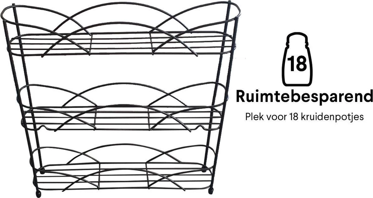 Zindoo - Kruidenrek - Standaard - 3-laags - Ophangbaar - 18 Kruiden Potjes - Anti-slip Pootjes - Spice Rack - Specerijenrek - Keukenorganizer - Keukenaccessoires 5 Zindoo - Kruidenrek - Standaard - 3-laags - Ophangbaar - 18 Kruiden Potjes - Anti-slip Pootjes - Spice Rack - Specerijenrek - Keukenorganizer - Keukenaccessoires - Afbeelding 5