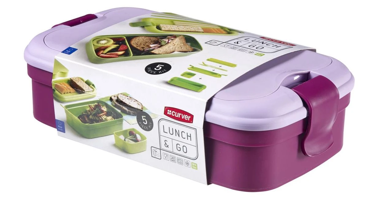 Curver Lunch&Go Lunchbox - Met Bestek - Paars 2 Curver Lunch&Go Lunchbox - Met Bestek - Paars - Afbeelding 2