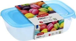 Curver Fresh & Go Vershoudbakjes Met Deksel - Rechthoekig - 0,5L - 1L En 2L - 3 Stuks - Transparant/Blauw -Mepal Shop 1200x653