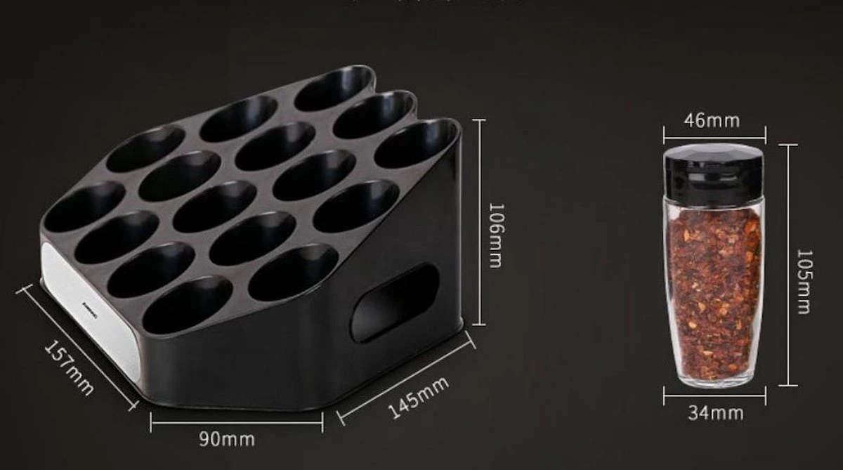 Merkloos Decopatent® Kruidenrek Incl. 16 Glazen Kruiden Potjes - Rvs Strooideksel - Staand Kruiden & Specerijen Rek - Kruidenpotjes Glas 5 Merkloos Decopatent® Kruidenrek Incl. 16 Glazen Kruiden Potjes - Rvs Strooideksel - Staand Kruiden & Specerijen Rek - Kruidenpotjes Glas - Afbeelding 5