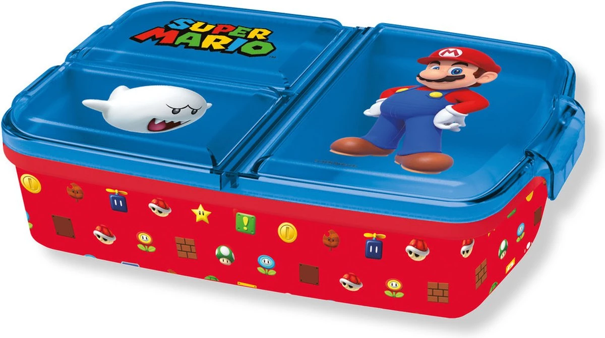 Mickey Mouse Super Mario Broodtrommel 3 Vakjes - 18x13 Cm - Brooddoos - Lunchbox 3 Mickey Mouse Super Mario Broodtrommel 3 Vakjes - 18x13 Cm - Brooddoos - Lunchbox - Afbeelding 3