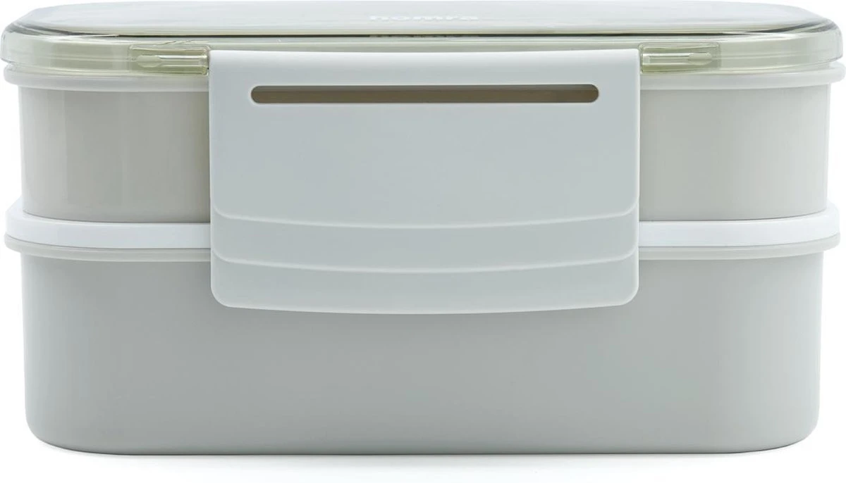 Homra Lunchbox STAQS Grey - Bento Box - 2 Laags Broodtrommel - 3 Compartimenten - Grijs - Lunch To Go - Duurzaam Kunststof - BPA Vrij - 3 Vaks Lunchtrommel Voor Volwassenen - Inclusief Bestek - Magnetron, Diepvries, Vaatwasser Bestendig - Vers Houden 1 Homra Lunchbox STAQS Grey - Bento Box - 2 Laags Broodtrommel - 3 Compartimenten - Grijs - Lunch To Go - Duurzaam Kunststof - BPA Vrij - 3 Vaks Lunchtrommel Voor Volwassenen - Inclusief Bestek - Magnetron, Diepvries, Vaatwasser Bestendig - Vers Houden