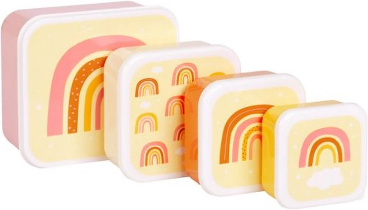 A Little Lovely Company - Brooddoos - Broodtrommel - Lunch & Snack Box Set Van 4 - Regenbogen 7 A Little Lovely Company - Brooddoos - Broodtrommel - Lunch & Snack Box Set Van 4 - Regenbogen - Afbeelding 7