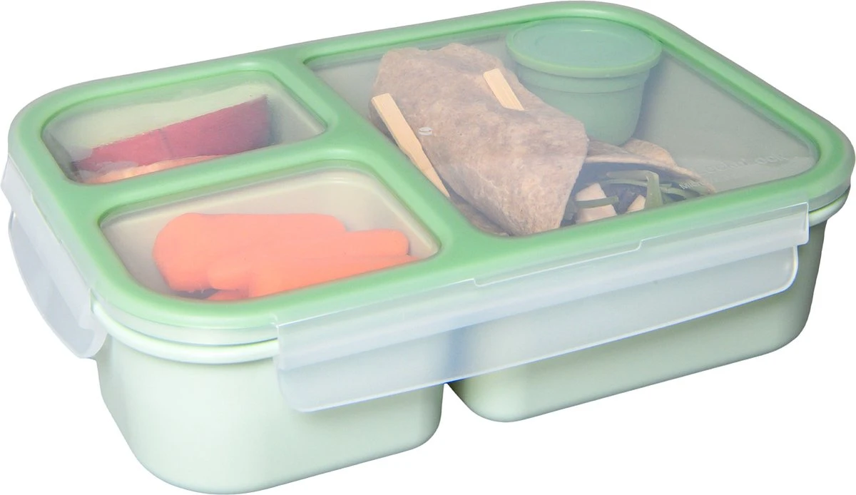 Lock&Lock Lunchbox - Bento Box - Salade Lunchbox - Met 3 Compartimenten - Met Dressing/Saus Bakje - Volwassenen En Kinderen - To Go - Lekvrij - BPA Vrij - 1,5 Liter - Groen 4 Lock&Lock Lunchbox - Bento Box - Salade Lunchbox - Met 3 Compartimenten - Met Dressing/Saus Bakje - Volwassenen En Kinderen - To Go - Lekvrij - BPA Vrij - 1,5 Liter - Groen - Afbeelding 4