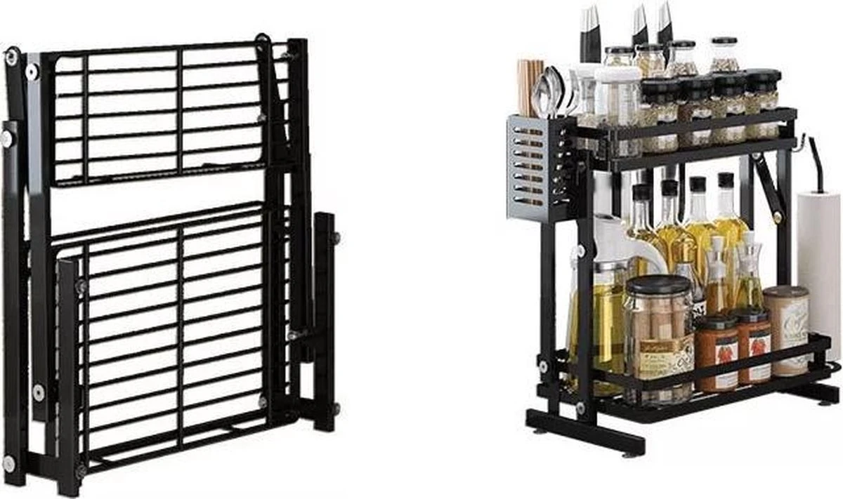 TammaT - Kruidenrek - Kruidenrek Staand - Inklapbare Keukenrek - 3-laags 35x21x56,5CM - Keuken Organizer - Aanrecht Organizer - Keuken Opslag - Roestvrij Staal - Opbergrek - Keuken Organizers - Roestvrij En Krasvrij 14 TammaT - Kruidenrek - Kruidenrek Staand - Inklapbare Keukenrek - 3-laags 35x21x56,5CM - Keuken Organizer - Aanrecht Organizer - Keuken Opslag - Roestvrij Staal - Opbergrek - Keuken Organizers - Roestvrij En Krasvrij - Afbeelding 14