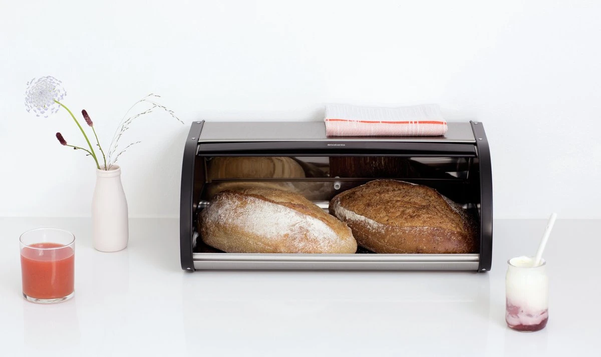 Brabantia Broodtrommel - Met Schuifdeksel - Matt Steel Fingerprint Proof 2 Brabantia Broodtrommel - Met Schuifdeksel - Matt Steel Fingerprint Proof - Afbeelding 2