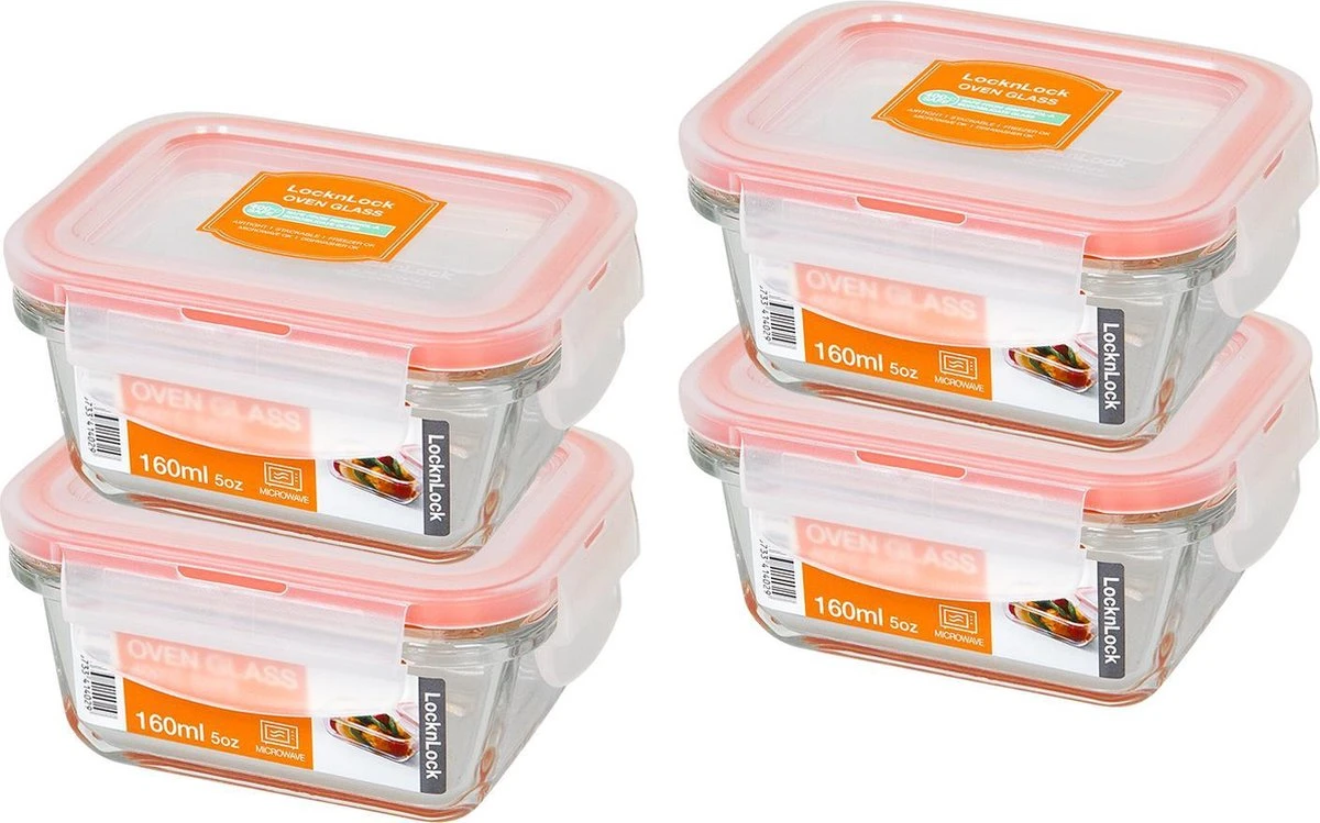 Lock&Lock Glazen (mini) Vershoudbakjes - Glazen Bakjes Met Deksel - Airfryer Bakjes - Set Van 4 Stuks - 160ml 9 Lock&Lock Glazen (mini) Vershoudbakjes - Glazen Bakjes Met Deksel - Airfryer Bakjes - Set Van 4 Stuks - 160ml - Afbeelding 9
