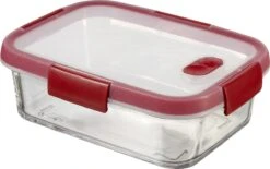 Voorkant 4 Curver Smart Cook Glazen Vershouddoos - Rechthoekig - 0,9L - Rood