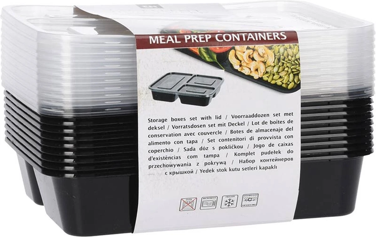 Meal Prep Bakjes 10 Stuks - 3 Compartimenten 2 Meal Prep Bakjes 10 Stuks - 3 Compartimenten - Afbeelding 2