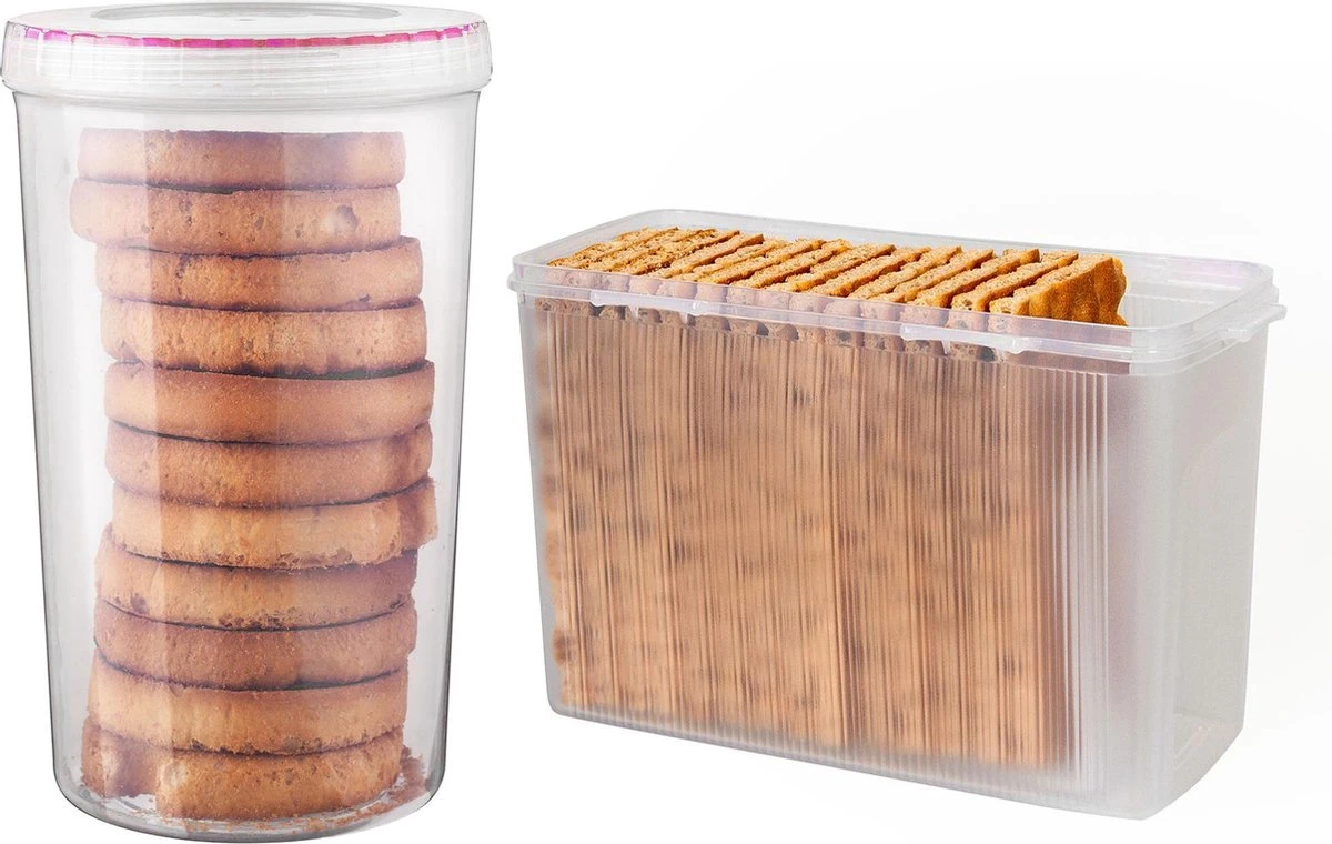 Lock&Lock Beschuitbus En Cracker Bewaardoos - Knackebrod Bewaardoos - Bewaardoos Met Deksel - Set Van 2 Stuks - 100% Luchtdicht 1 Lock&Lock Beschuitbus En Cracker Bewaardoos - Knackebrod Bewaardoos - Bewaardoos Met Deksel - Set Van 2 Stuks - 100% Luchtdicht
