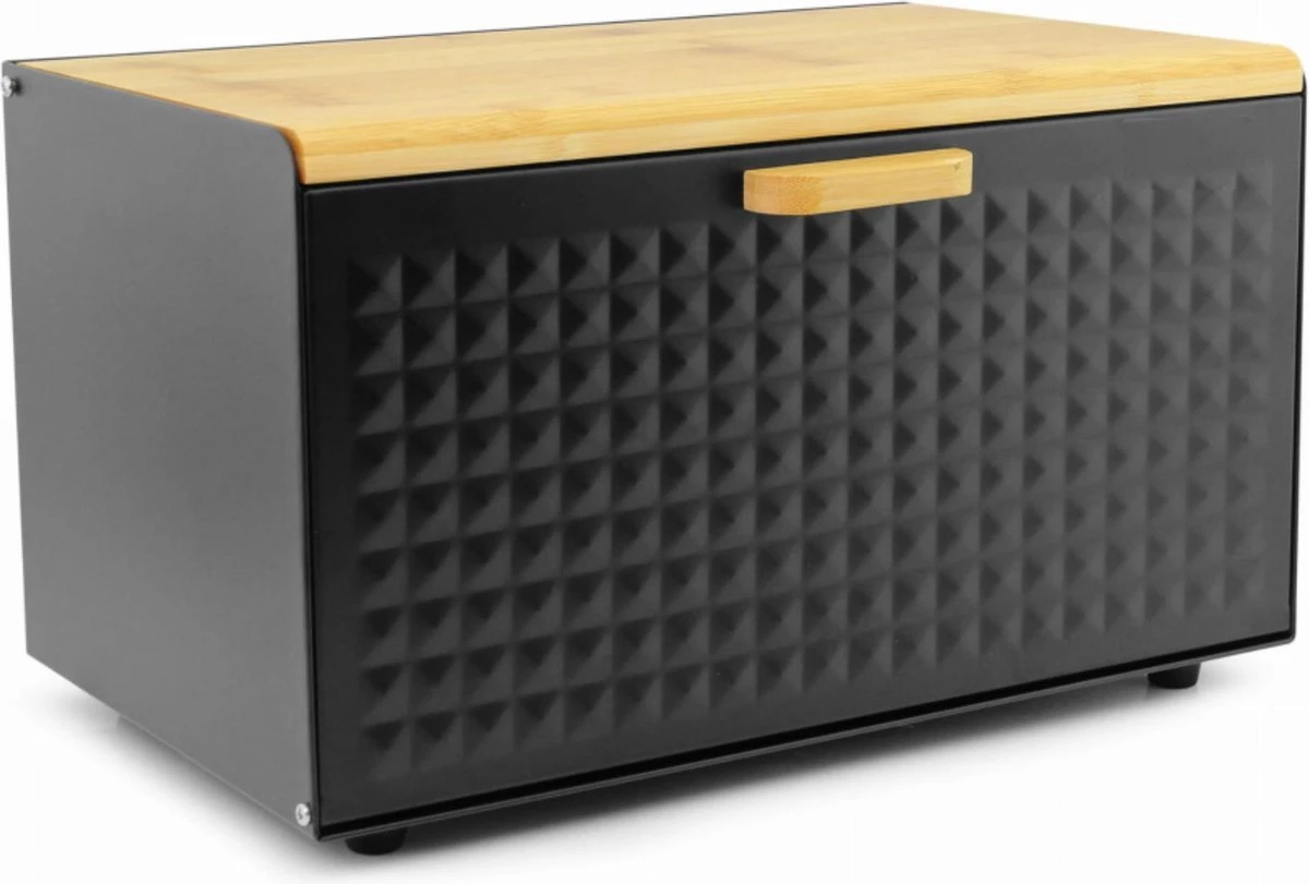 Luxe Broodtrommel Zwart Met Bamboe - Brood Bewaardoos - 36x21x21CM - Rechthoekig 1 Luxe Broodtrommel Zwart Met Bamboe - Brood Bewaardoos - 36x21x21CM - Rechthoekig