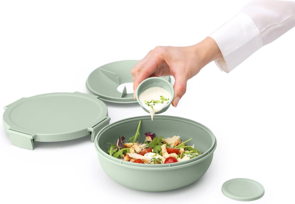 Brabantia Make & Take Salade Lunchbox - 1,3 L - Kunststof - Jade Green 7 Brabantia Make & Take Salade Lunchbox - 1,3 L - Kunststof - Jade Green - Afbeelding 7