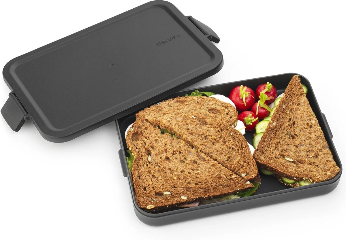 Brabantia Make & Take Lunchbox - Plat - Kunststof - Dark Grey 3 Brabantia Make & Take Lunchbox - Plat - Kunststof - Dark Grey - Afbeelding 3