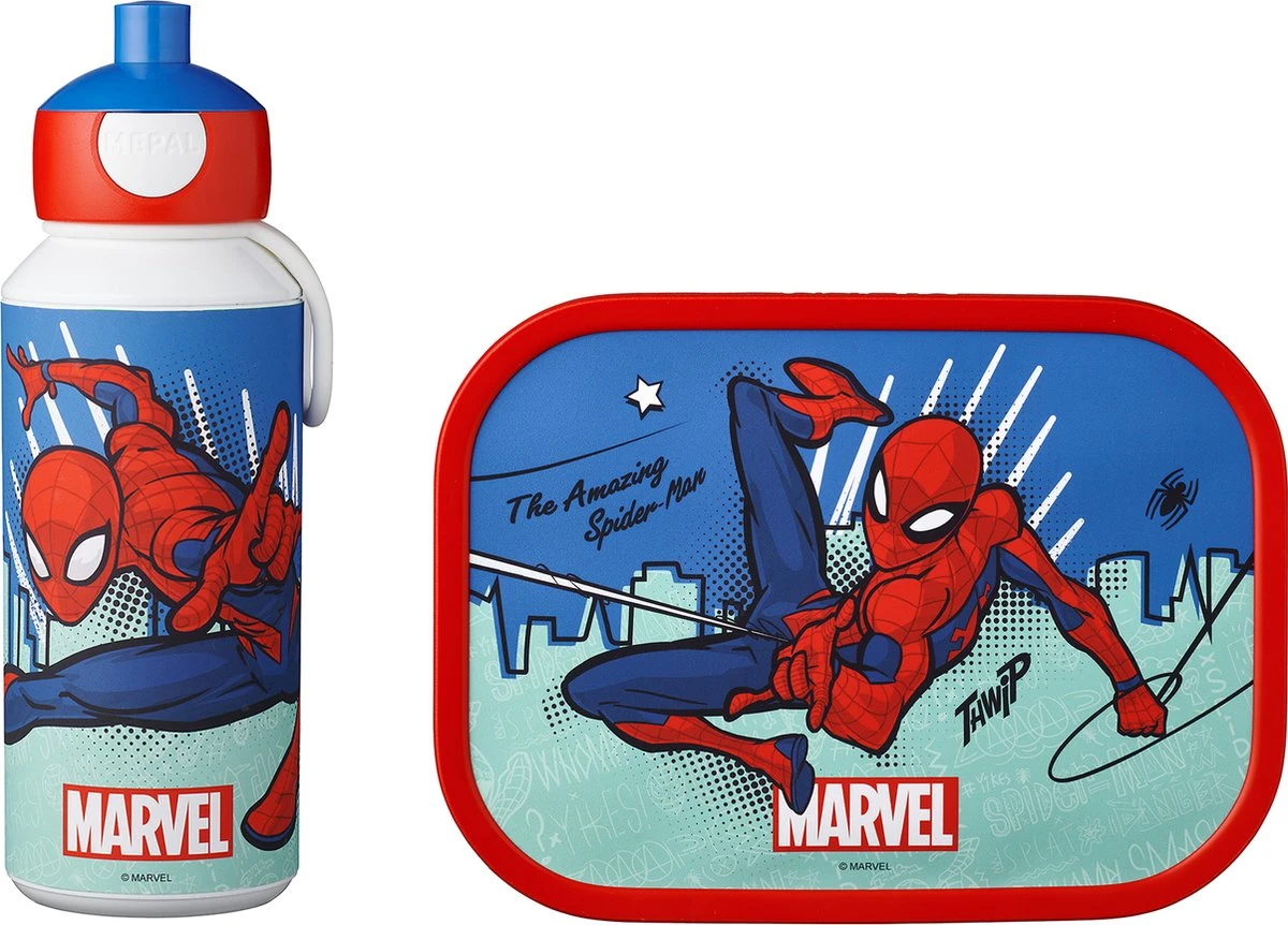 Mepal – Lunchset Campus (pu + Lb) – Pop-up Drinkfles En Broodtrommel Voor Kinderen – Spiderman – Bento Box – Lekvrij 1 Mepal – Lunchset Campus (pu + Lb) – Pop-up Drinkfles En Broodtrommel Voor Kinderen – Spiderman – Bento Box – Lekvrij