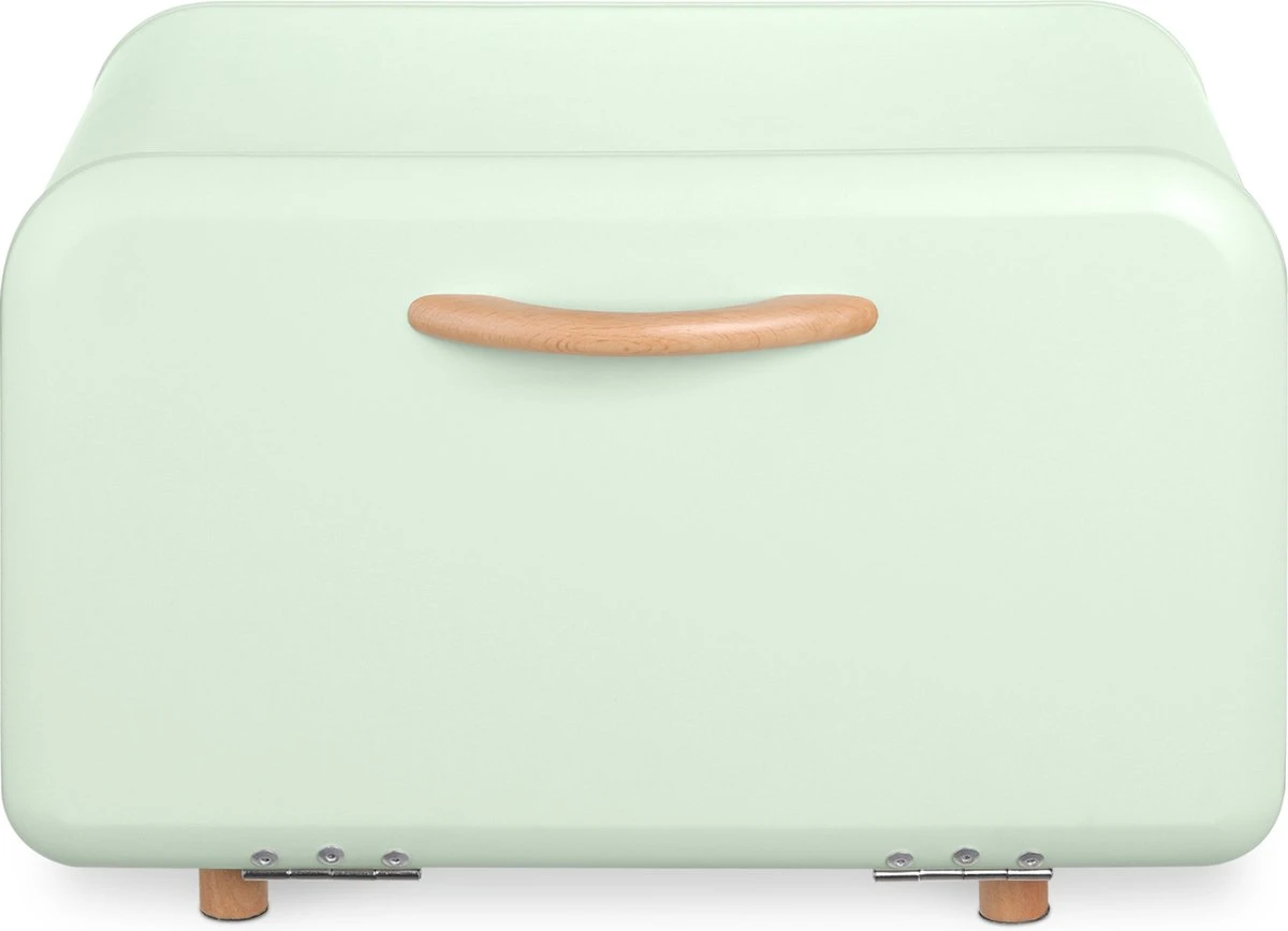 Navaris Metalen Broodtrommel Met Klapdeksel - Vershouddoos Voor Brood - 35 X 24 X 23 Cm - Van Ijzer Met Houten Details In Mintgroen 6 Navaris Metalen Broodtrommel Met Klapdeksel - Vershouddoos Voor Brood - 35 X 24 X 23 Cm - Van Ijzer Met Houten Details In Mintgroen - Afbeelding 6