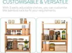 Navaris Keukenrek Met 3 Planken - Verstelbaar Kruidenrek Van Bamboe - Staand - Stevige Constructie - Natuurlijk Bamboehout - Waterafstotend -Mepal Shop 1200x896 4