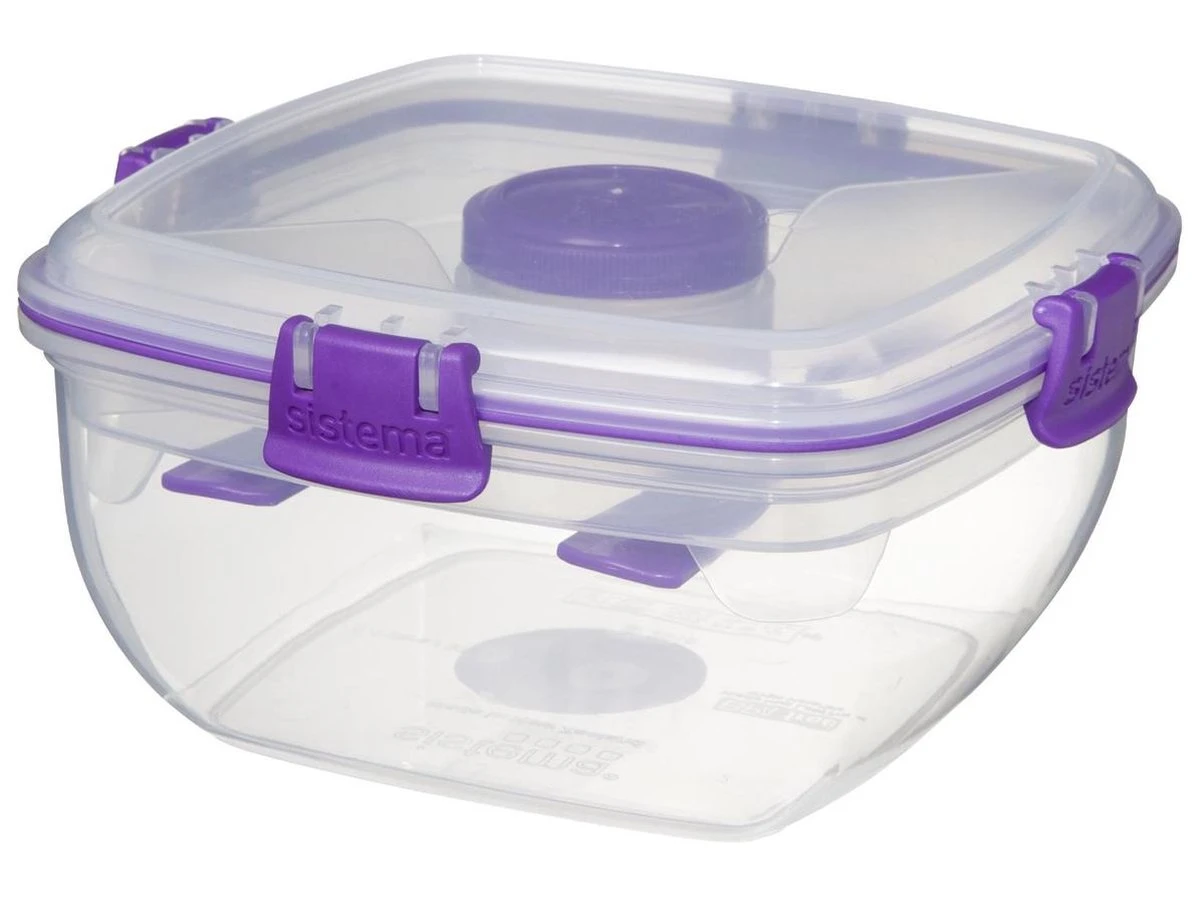 Sistema Salade Box Met Bestek - Geelgroen 3 Sistema Salade Box Met Bestek - Geelgroen - Afbeelding 3