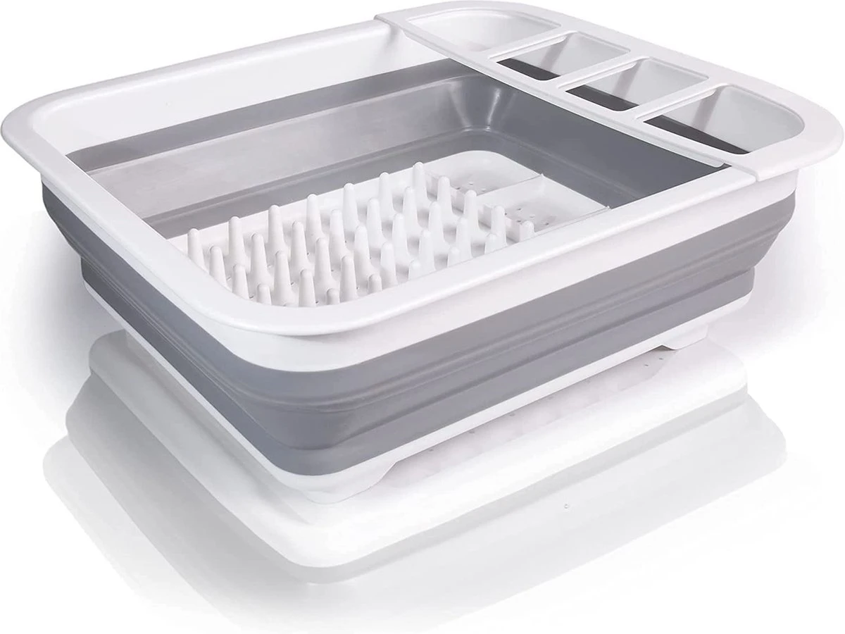 Amazy Afdruiprek Opvouwbaar & Bpa-vrij - Afdruiprek Voor Het Drogen Van Bestek, Borden, Glazen & Flessen - Afdruipmat In Grijs-wit Van Kunststof & Silicone Voor Gootsteen, Spoelbakken, Keuken 5 Amazy Afdruiprek Opvouwbaar & Bpa-vrij - Afdruiprek Voor Het Drogen Van Bestek, Borden, Glazen & Flessen - Afdruipmat In Grijs-wit Van Kunststof & Silicone Voor Gootsteen, Spoelbakken, Keuken - Afbeelding 5