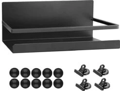 Dieux® - Magnetisch Kruidenrek - Ophangbaar Opbergrek - Keukenrek - Complete Set - Aanrecht Organiser - Badkamerrek - Wandrek - Staal - Zwart - Pasen