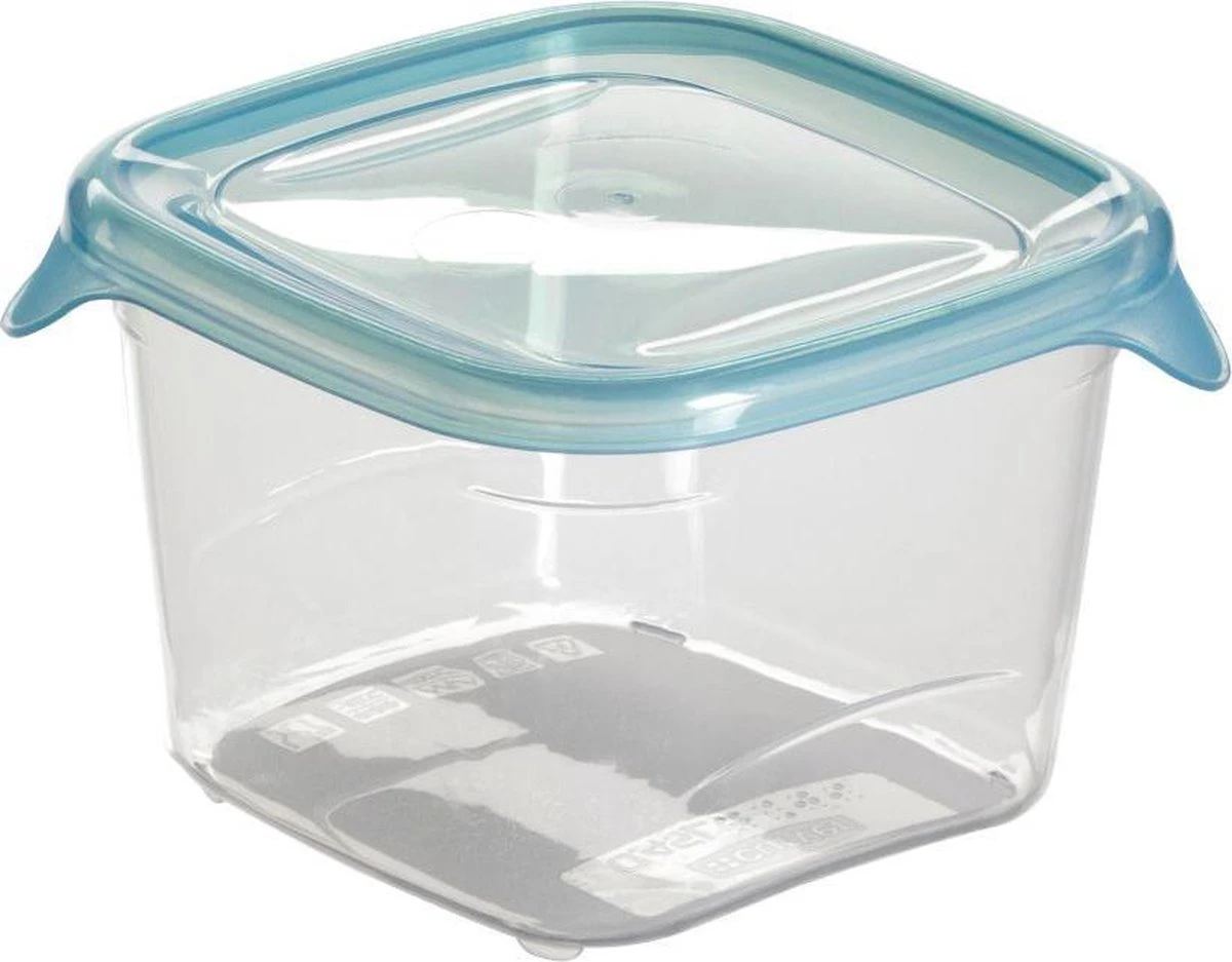 Curver Fresh & Go Vershoudbakjes Met Deksel - Vierkant - 3x0,45L - 3 Stuks - Transparant/Blauw 2 Curver Fresh & Go Vershoudbakjes Met Deksel - Vierkant - 3x0,45L - 3 Stuks - Transparant/Blauw - Afbeelding 2