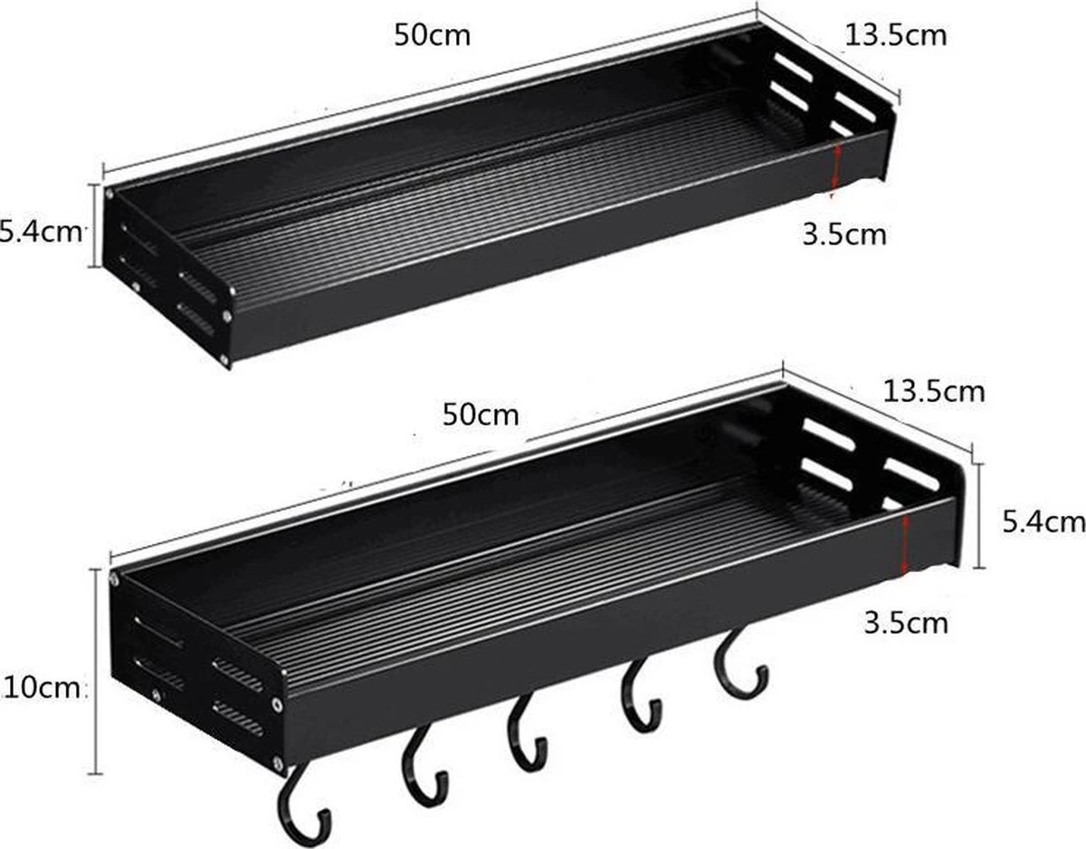 Merkloos TDR - Kruidenrek - Ophangbaar - Inclusief 6 Verplaatsbare Haken Voor Keukengereedschap - 50 Cm - Zwart 5 Merkloos TDR - Kruidenrek - Ophangbaar - Inclusief 6 Verplaatsbare Haken Voor Keukengereedschap - 50 Cm - Zwart - Afbeelding 5