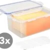 Lock&Lock Vershoudbakjes Set Met Deksel - Bewaardoos Kaas - Kaasdoos - Set Van 3 Stuks - 1,4 Liter - Met Vochtrooster - Transparant