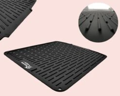 HOMYHON Afdruipmat -Afdruipmat Siliconen -Pannenonderzetter- Antislip -Hittebestendig - Aanrecht Mat -Siliconen Mat - 40 X 46 Cm - Zwart -Mepal Shop 1200x960 4