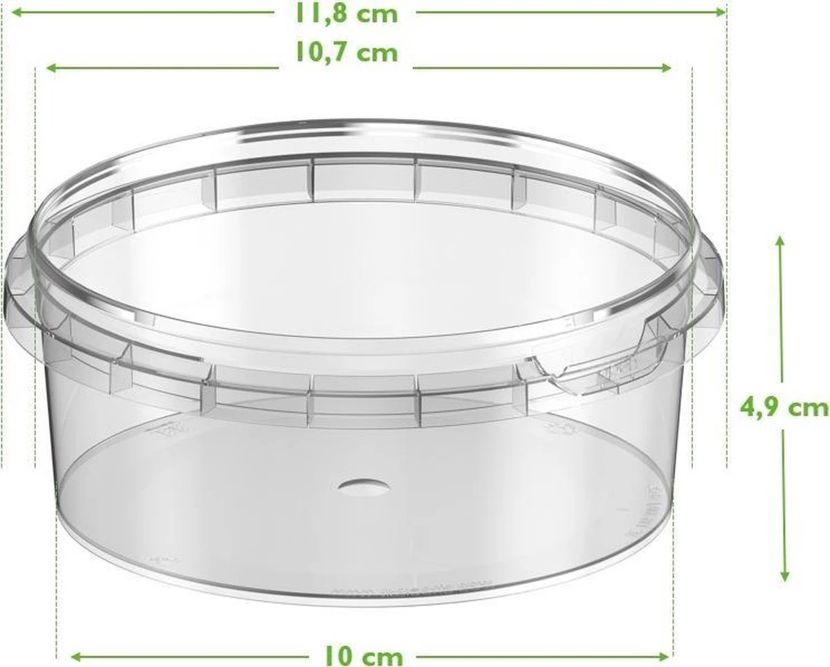 25 X Plastic Bakjes Met Deksel - 300 Ml - ø118mm - Vershoudbakjes- Meal Prep Bakjes - Transparant - Geschikt Voor Diepvries, Magnetron En Vaatwasser - Nederlandse Producent 2 25 X Plastic Bakjes Met Deksel - 300 Ml - ø118mm - Vershoudbakjes- Meal Prep Bakjes - Transparant - Geschikt Voor Diepvries, Magnetron En Vaatwasser - Nederlandse Producent - Afbeelding 2