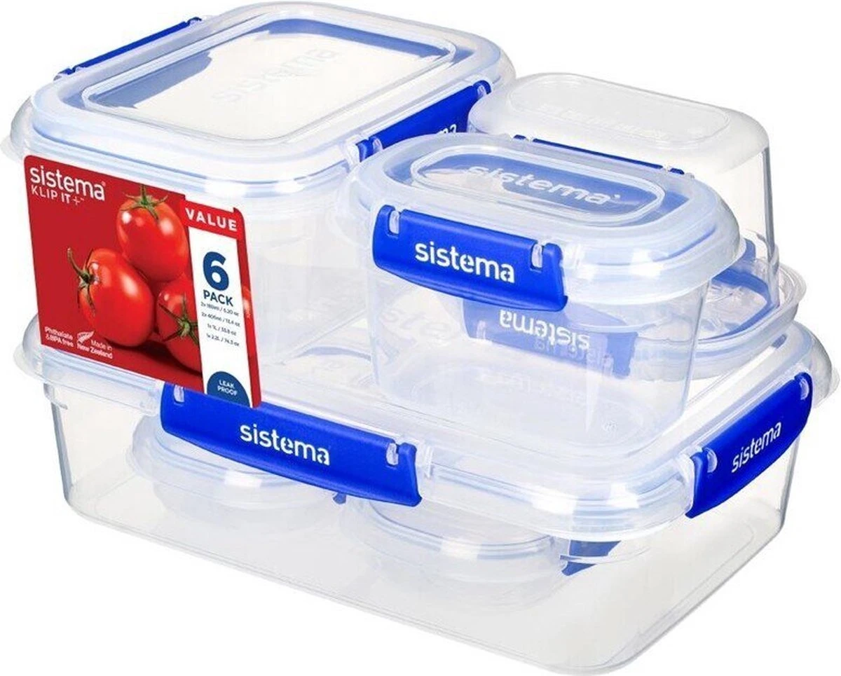 Sistema Klip It + Voorraaddozen - 6 Delige Set - 2x 180ml, 2x 400ml, 1x 1L En 1x 2.2L 2 Sistema Klip It + Voorraaddozen - 6 Delige Set - 2x 180ml, 2x 400ml, 1x 1L En 1x 2.2L - Afbeelding 2