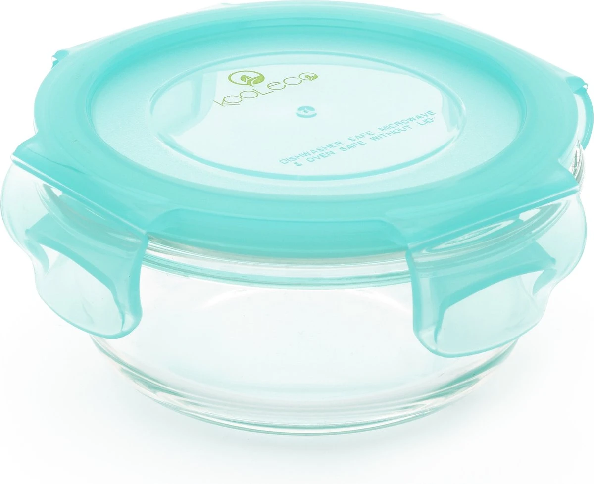 KOOLECO 3 Glazen Vershoudbakjes Met Deksel 210ml - Blauw Geel Groen Rond 2 KOOLECO 3 Glazen Vershoudbakjes Met Deksel 210ml - Blauw Geel Groen Rond - Afbeelding 2